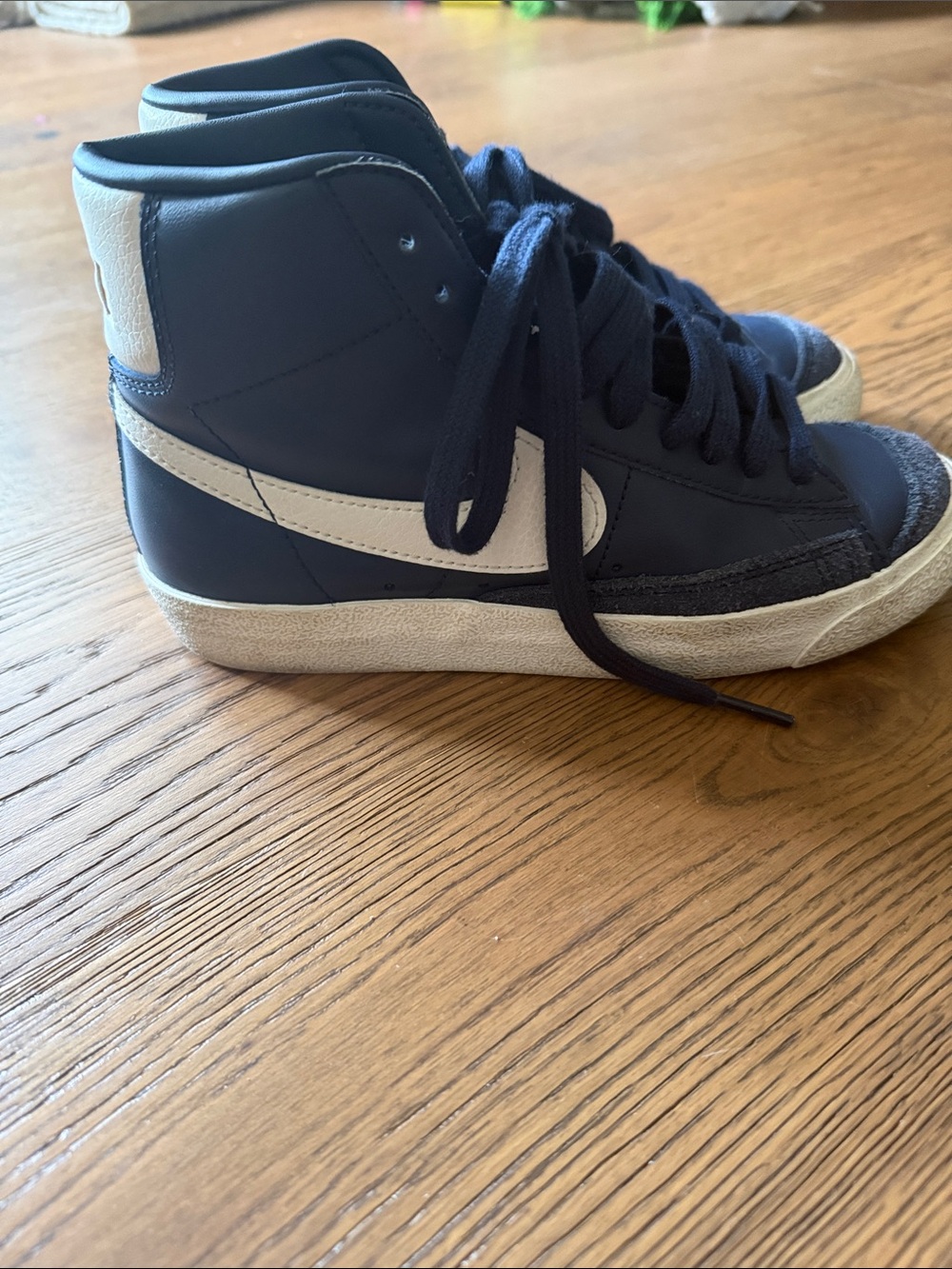 Nike Kids High-Top Sneakers in Navy and White